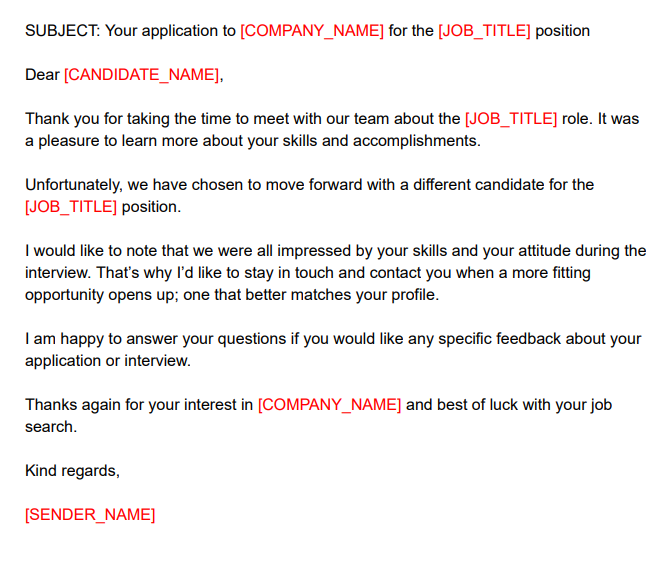 Rejection Email After Interview Template from www.ajobthing.com